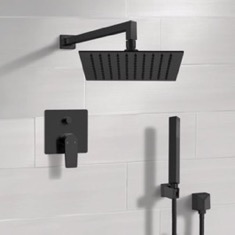 Matte Black Rain Shower System with Handheld, Rain Shower Head, Shower Faucet Set